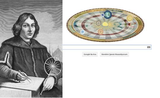 Google'dan en zel doodle Nicolaus Copernicus iin geldi