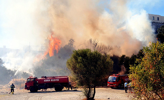 Bodrum'da korkutan yangn