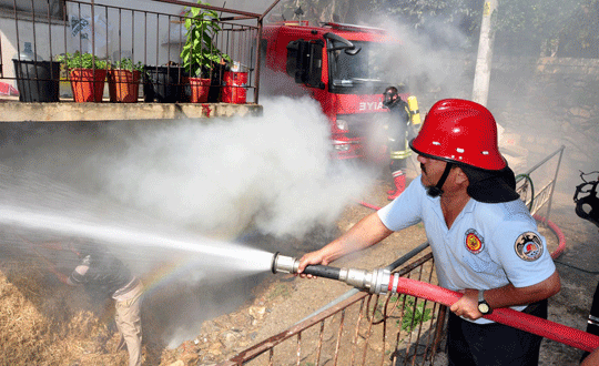 Samanlk yand hayvanlar itfaiye kurtard