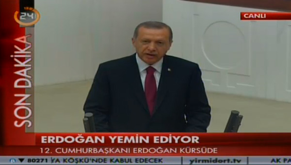 Cumhurbakan seilen Erdoan Meclis'te yemin etti