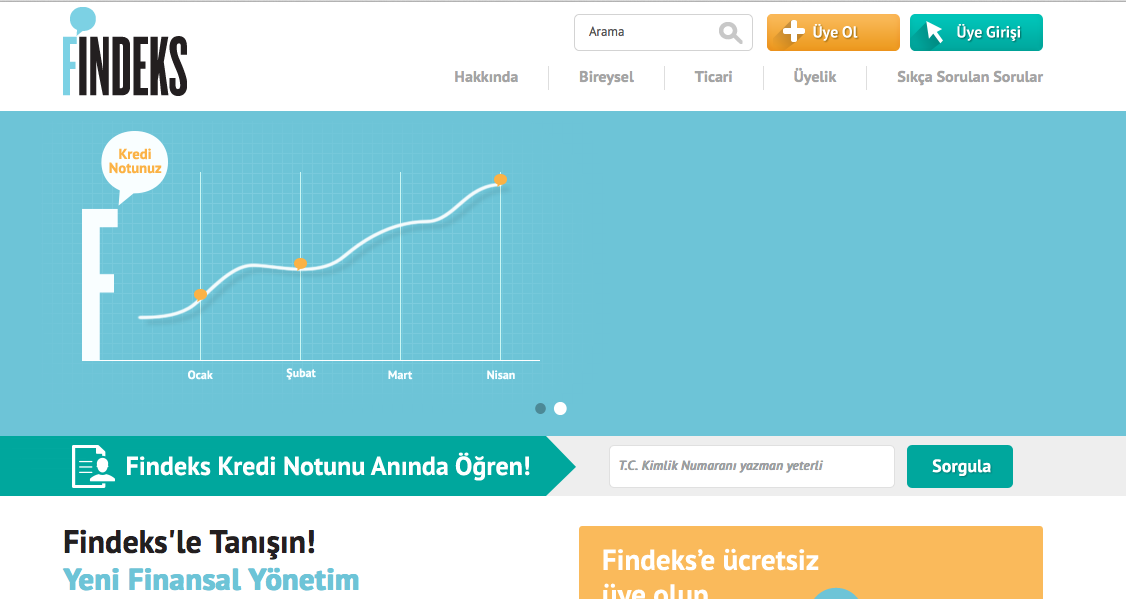 Kredi Kay�t B�rosu�dan  T�rkiye�nin ilk finansal platformu:  Findeks