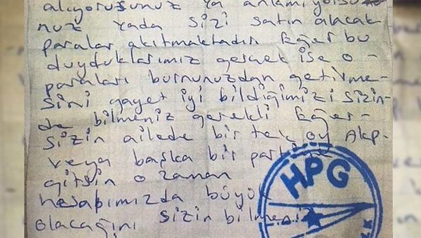 PKK'dan ok mektup: AK Parti'ye oy verirseniz...