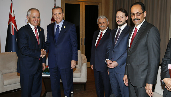 Erdoan, Avustralya Babakan Turnbull ile grt