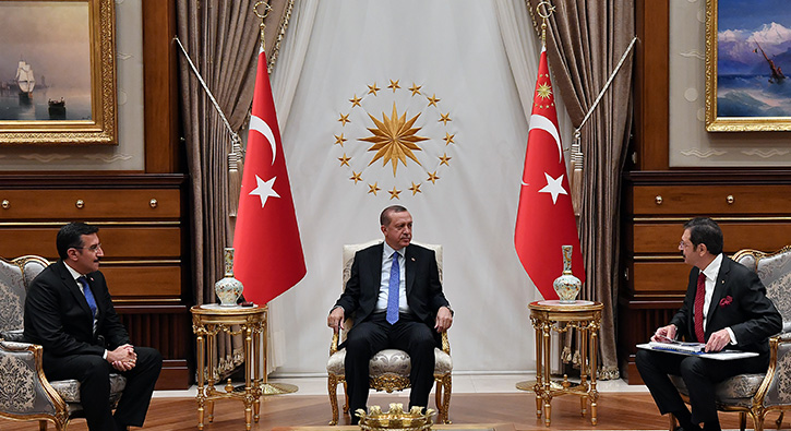 Cumhurbakan Erdoan, Bakan Tfenkci ile TOBB Bakann kabul etti