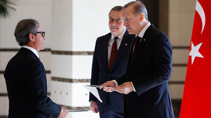 Cumhurbakan Erdoan, Brezilya'nn Ankara Bykelisi Neto'yu kabul etti