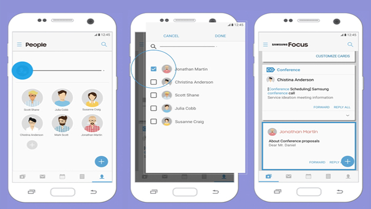 Samsung'un yeni uygulamas, E-posta, Takvim ve Rehberi bir araya getiriyor