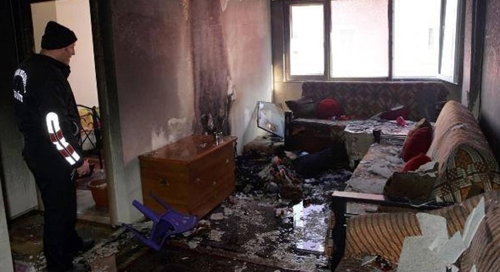 Karab�k'te 5 katl� binada ��kan yang�n pani�e neden oldu