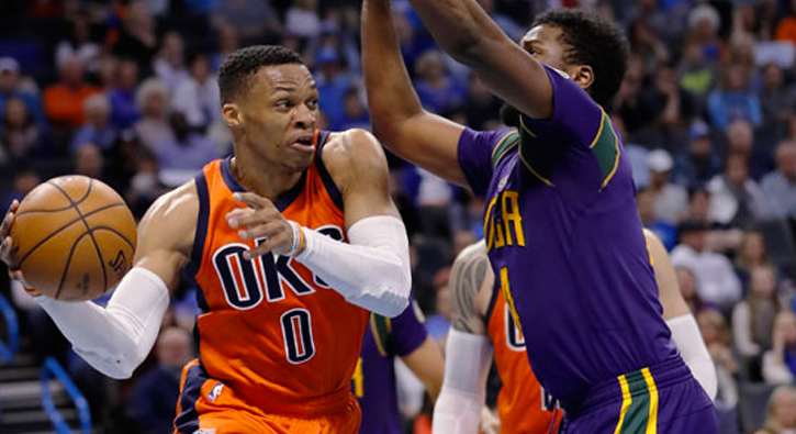 Thunder, Westbrook'un ''triple-double'' yapt��� ma�ta Pelicans'� yendi