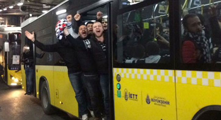 Be�ikta�l�lar 30 otob�sle TT Arena'ya gitti