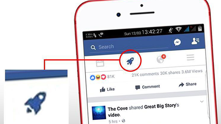Facebook'ta gizemli bir roket ikonu belirdi