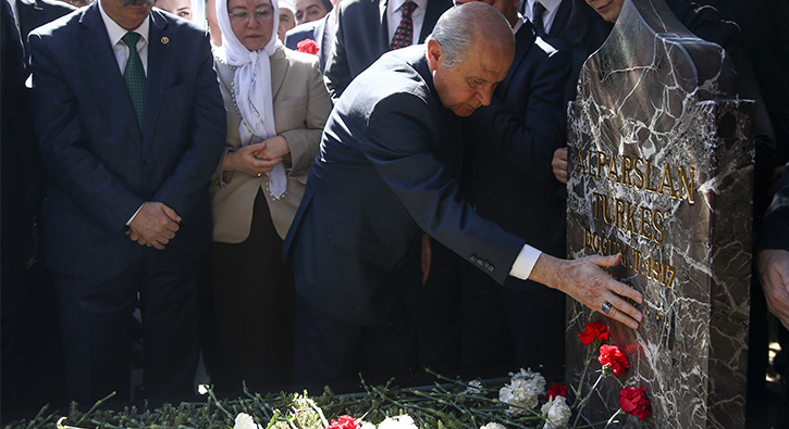 Merhum MHP Lideri Trke mezar banda anld  