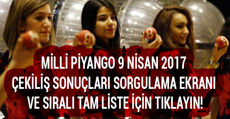 Milli Piyango 9 Nisan s�ral� liste
