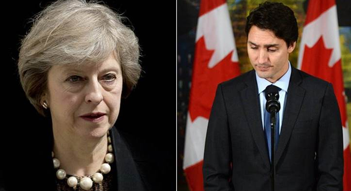 ngiltere Babakan May Trudeau ile grt