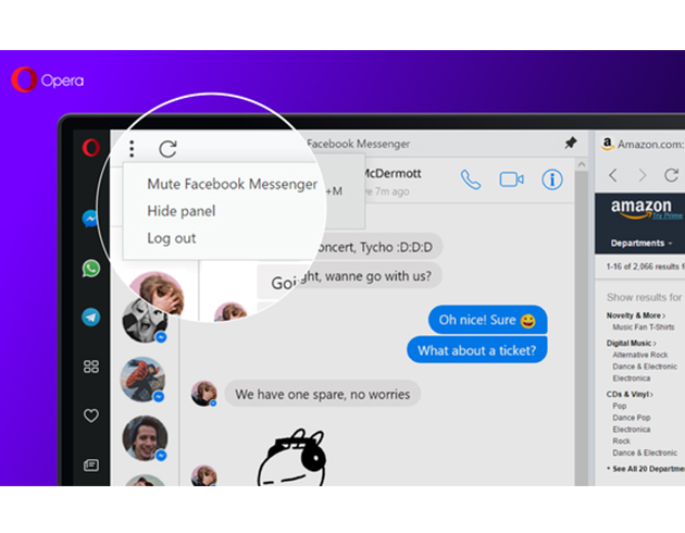 Facebook Messenger, WhatsApp ve Telegram artk Opera taraycnn bir paras