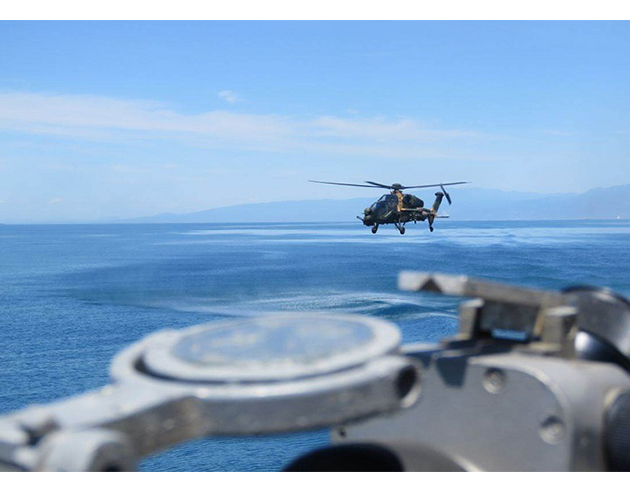 T129 ATAK Helikopterleri Akdenizde Hcumbot hava savunma harbi eitimlerine katld