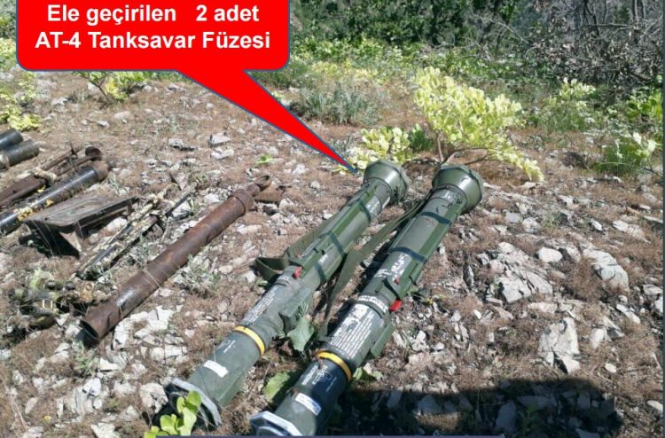 PKK'ya ynelik operasyonda 2 adet sve yapm tank fzesi ele geirildi