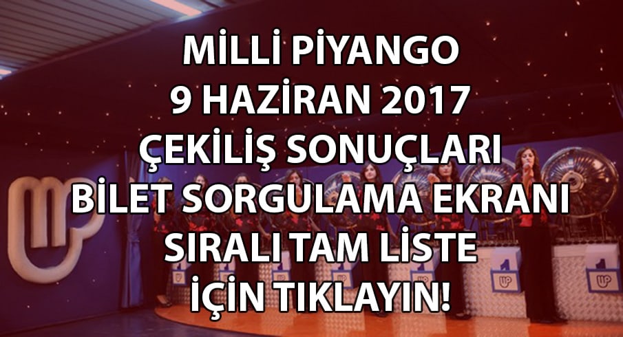 Milli Piyango 9 Haziran ekili sonular akland