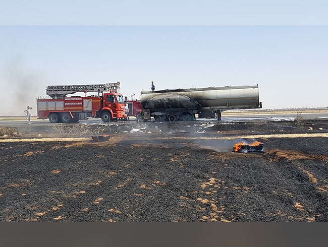 Nusaybin'de ham petrol ykl tanker yand