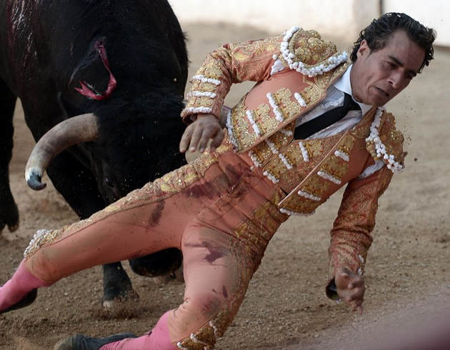 spanyol matador ald boynuz darbesiyle ld