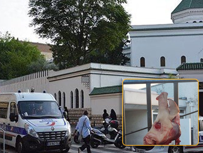Fransa'da bir caminin kapsna domuz kafas asld