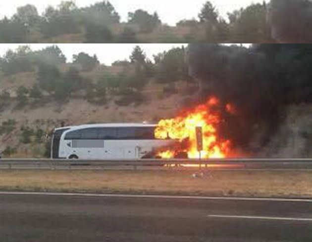 Ankara'da seyir halindeki otobs alev alev yand