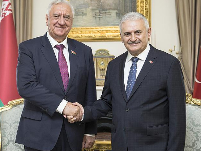 Ba�bakan Y�ld�r�m, Belarus Cumhuriyet Senatosu Ba�kan� Miyasnikovi� ile g�r��t�