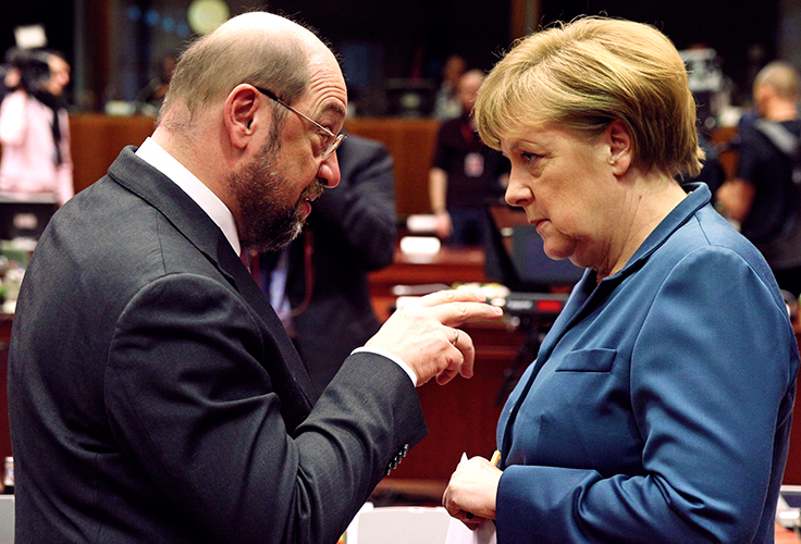Eyll aynda yaplacak seimler ncesi Schulz ve Merkel birbirine girdi