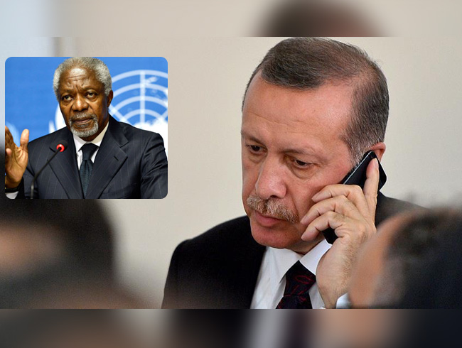 Cumhurbakan Erdoan, Kofi Annan ile telefonda grt 