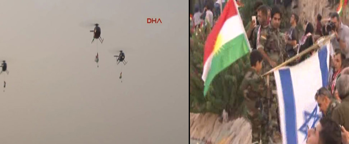 Erbil'deki referandum etkinliklerinde srail bayra ald