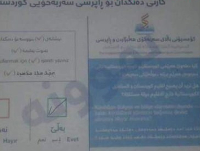 Kuzey Irak'taki llegal referandumda hazr 'evet' oyu pusulalar datld ortaya kt