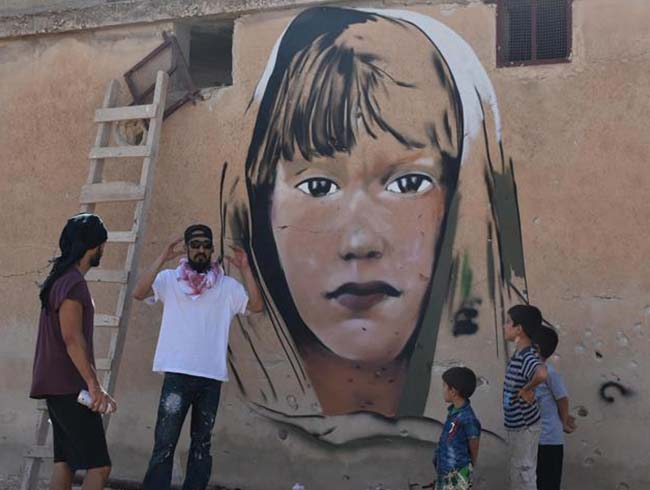 Trk grafiti sanatlarndan Suriye'de anlaml izimler