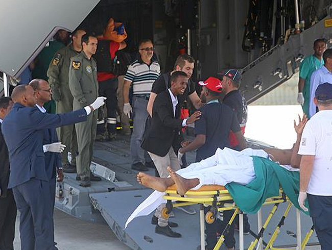 Somali'de yaralanan 54 kii Sudan'a getirildi 