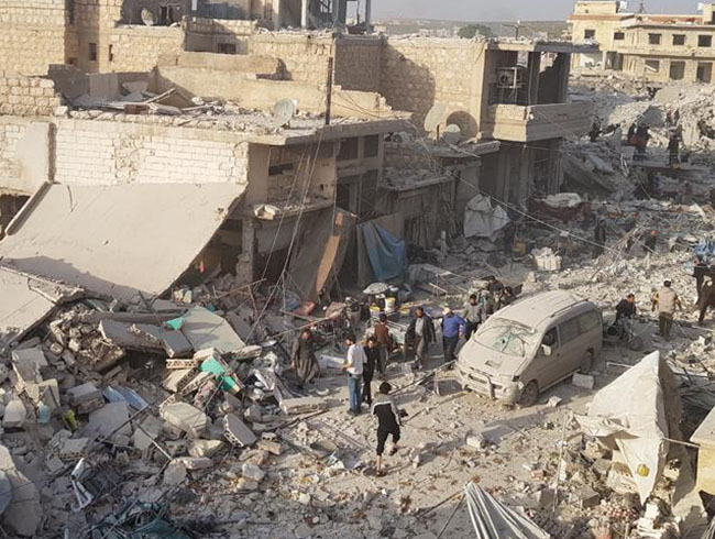 Halep'te pazar yeri saldrsnda l says 57'ye ykseldi