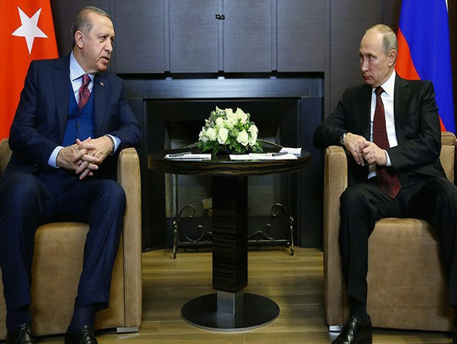 Cumhurbakan Erdoan ile Rusya Devlet Bakan Vladimir Putin, ABD'nin Kuds kararn grt.