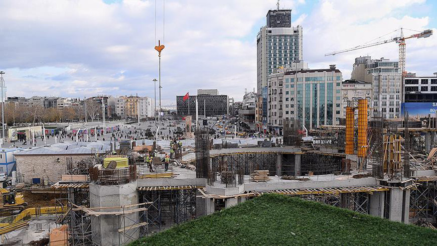 Taksim'e yaplan caminin ana tayclar tamamland