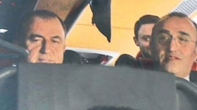 Fatih Terim ile Abdurrahim Albayrak Recep Tayyip Erdoan Stad'ndan beraber ktlar