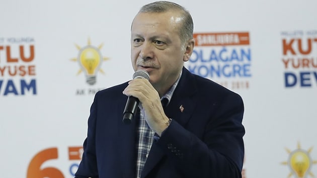 Cumhurbakan Erdoan, AK Parti anlurfa l Kongresinde konutu: Hedef Kzl Elma
