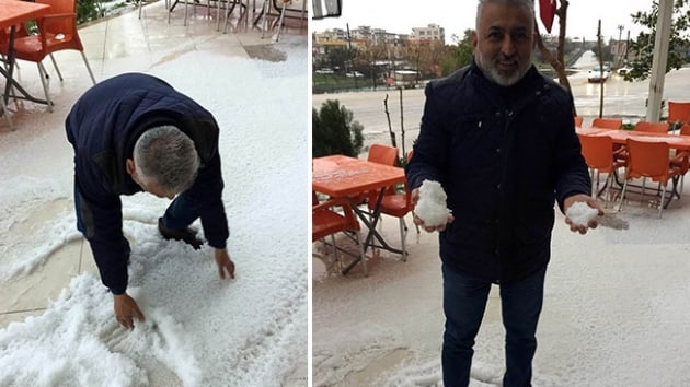 Osmaniye'de dolu etraf beyaza brd  