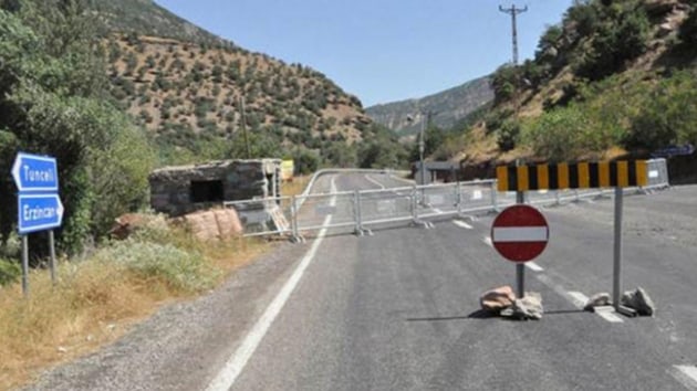 Tunceli-Erzincan kara yolu atma nedeniyle trafie kapatld