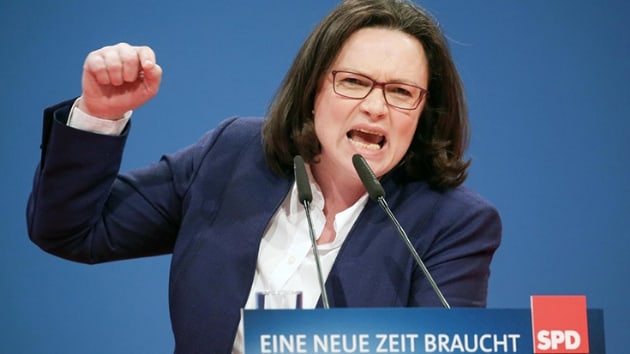 Andrea Nahles, Alman Sosyal Demokrat Parti'nin ilk kadn genel bakan oldu