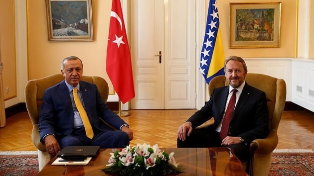 Cumhurbakan Erdoan, Bosna Hersek Devlet Bakanl Konseyi Bakan zzetbegovic ile bir araya geldi