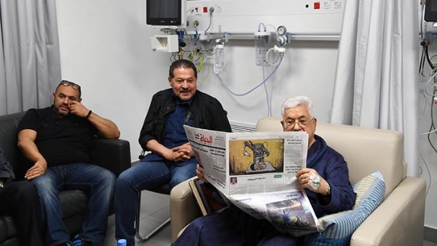 Filistin Devlet Bakan Abbas'n pazar gnnden bu yana tedavi grd hastanede ekilen fotoraflar yaymland