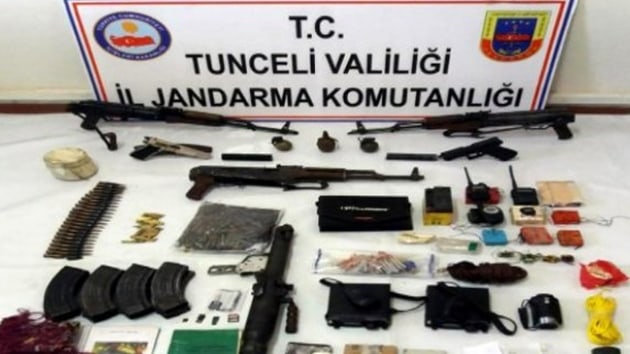 Tunceli'de 8 PKK'lnn ldrld blgede silah ve mhimmatlar bulundu