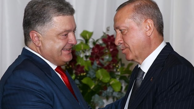 Cumhurbakan Erdoan, Ukrayna Devlet Bakan Poroenko ile bir araya geldi