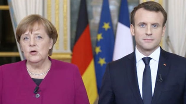 Macron ve Merkel ortak basn toplants dzenledi  