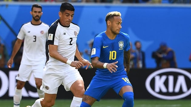 Brezilya, Kosta Rika'y 5 dakikada bulduu 2 golle malup etti: 2-0