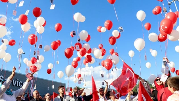 Hollanda'da 15 Temmuz ehitleri ansna balonlar gkyzne brakld 