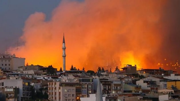 Buca ilesinde kan yangna 20 itfaiye aracyla mdahale ediliyor