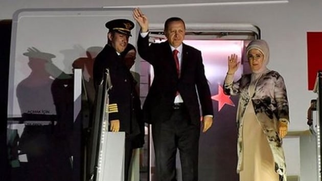 Cumhurbakan Erdoan Zambiya'dan zel uak ''TUR'' ile saat 03.10'da Ankara'ya geldi