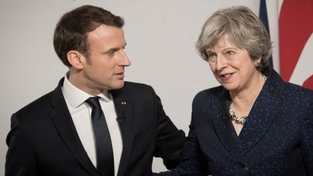 ngilitere Babakan May yarn Fransa Cumhurbakan Macronla Brexiti grecek